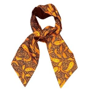 Vintage Orange/Brown/Gold 44x4.5” Rectangle Paisley Scarf